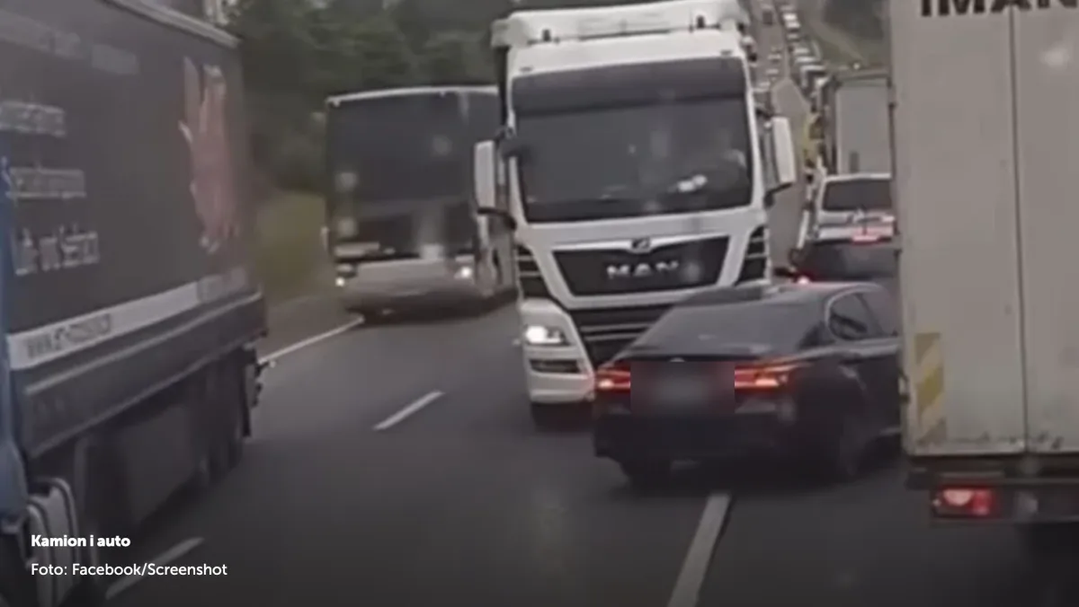 Snimka iz članka: Tko je ovdje lud? Pokušao izigravati frajera pa mu vozač kamiona održao lekciju